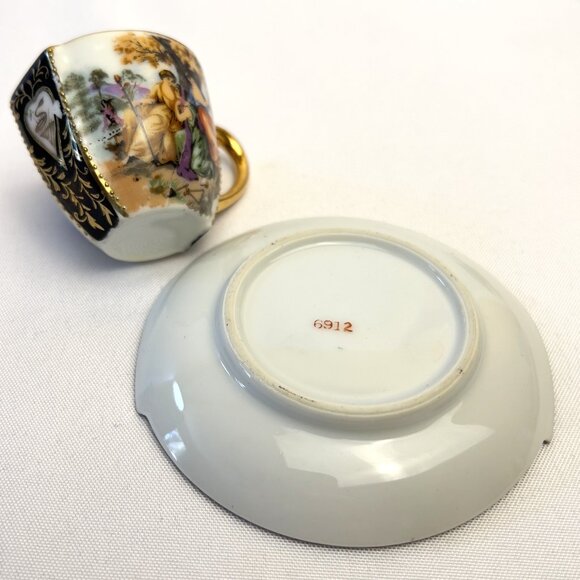 Japanese Vintage Set of 4 Hand Painted Demitasse Porcelain Teacups Saucers #6912 - Picture 13 of 15